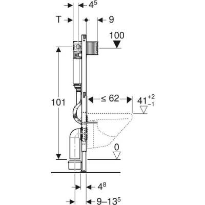 Asma klozet için Geberit Duofix elemanı, 112 cm, Omega 12 cm gömme rezervuar ile - 4