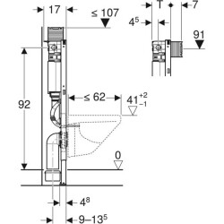 Asma klozet için Geberit Duofix elemanı, 98 cm, Omega 12 cm gömme rezervuar ile - 4