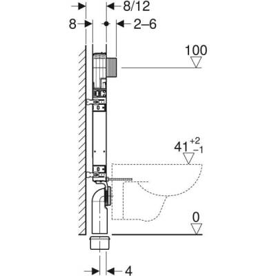 Asma klozet için Geberit Kombifix elemanı, 109 cm, Alpha 8 cm gömme rezervuar ile - 4