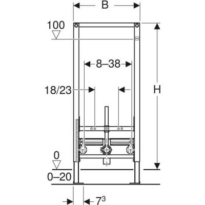 Bide için Geberit Duofix elemanı, 112 cm, üniversal: B=50cm, T=10cm - 3