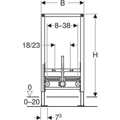 Bide için Geberit Duofix elemanı, 98 cm, üniversal: B=50cm, T=10cm - 3