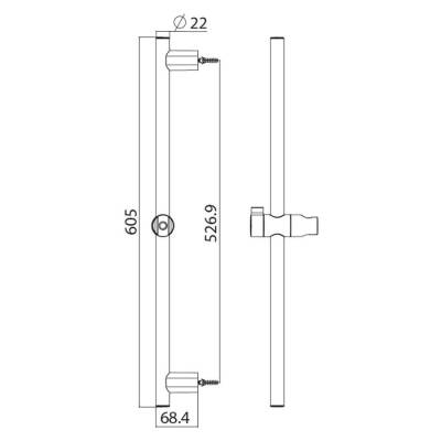 Bocchi 600R Ayarlanabilir Sürgü 70 cm Krom 5600 0005 - 1