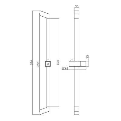 Bocchi 650S Ayarlanabilir Sürgü 65 cm Krom 5600 0006 - 1