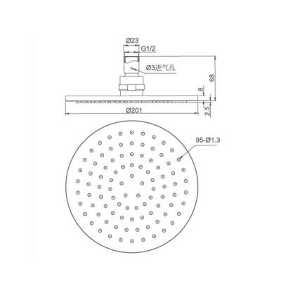 Bocchi AIR2 200R Tepe Duşu, ø200 mm Krom 5800-0001 - 2