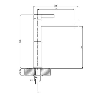 Bocchi Cube Yüksek Tip Lavabo Bataryası Krom 1015 0002 - 3