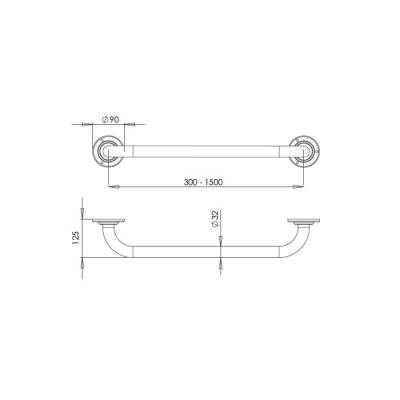 Bocchi Düz Tutunma Barı Mat Paslanmaz Çelik 50 cm TBPC-101-1050 - 2