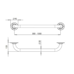 Bocchi Düz Tutunma Barı Parlak Paslanmaz Çelik 150 cm TBPC-102-1150 - 2