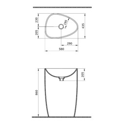 Bocchi Etna Batarya Banklı Monoblok Lavabo 58 cm Mat Gri 1337-006-0126 - 2