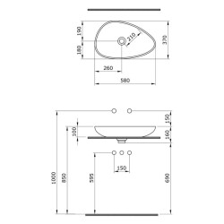 Bocchi Etna Çanak Lavabo 58 cm Mat Gri 1114-006-0125 - 3