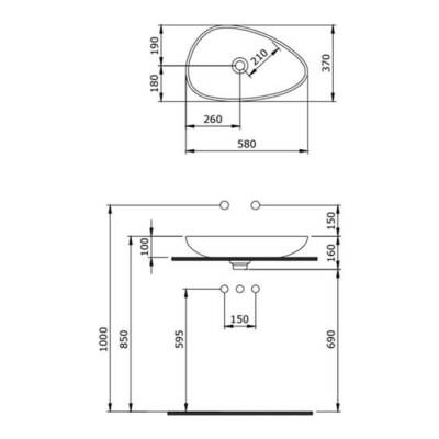 Bocchi Etna Çanak Lavabo 58 cm Parlak Siyah 1114-005-0125 - 3