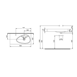 Bocchi Etna Etajerli Lavabo Armatür Delikli 90 cm Mat Siyah 1115-004-0126 - 2