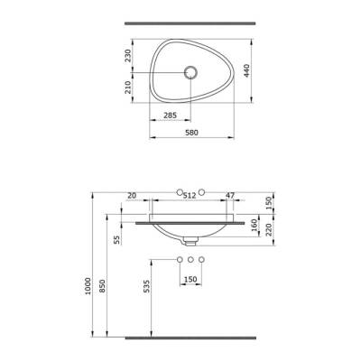 Bocchi Etna Tezgah Üstü Lavabo 58 cm Mat Buz Mavi 1112-029-0125 - 3