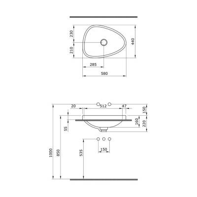 Bocchi Etna Tezgah Üstü Lavabo 58 cm Parlak Siyah 1112-005-0125 - 2