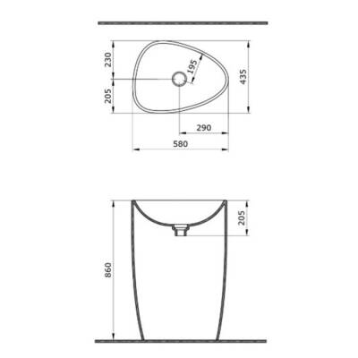 Bocchi Etna Yerden Monoblok Lavabo Batarya Banklı, 58cm, Mat Siyah 1337-004-0126 - 2