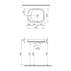 Bocchi Fenice Çanak Lavabo 54 cm Mat Kaşmir 1489-011-0126 - 3