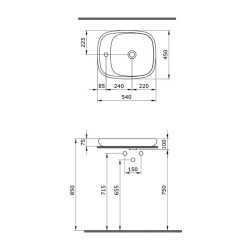 Bocchi Fenice Çanak Lavabo, 54 cm, Parlak Bisküvi 1489-014-0126 - 3