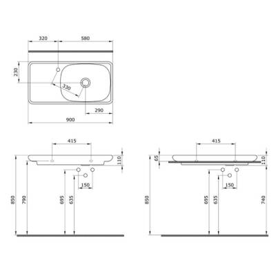 Bocchi Fenice Lavabo Etajerli 90 cm Mat Kaşmir 1490-011-0126 - 2