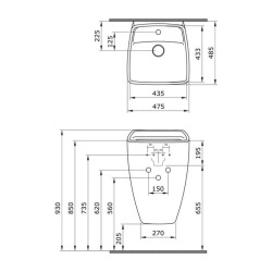 Bocchi Firenze Asma Monoblok Lavabo, 48 cm, Mat Siyah 1082-004-0126 - 3