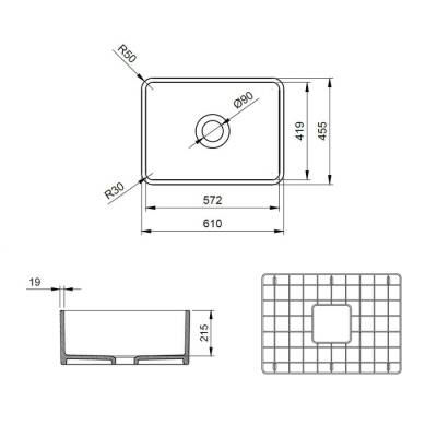 Bocchi Lavello Dekorlu Mutfak Eviyesi 60 Cm Parlak Beyaz 1099-001-0120 - 4