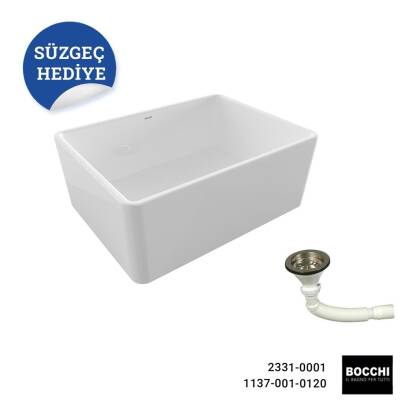 Bocchi Lavello Mutfak Eviyesi 60 cm Parlak Beyaz 1137-001-0120-03 - 1