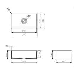 Bocchi Lavello Mutfak Eviyesi 76 cm Mat Gri 1138-006-0120-03 - 3