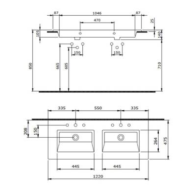 Bocchi Milano Çift Gözlü Lavabo 120 cm Mat Kahverengi 1111-025-0126 - 3