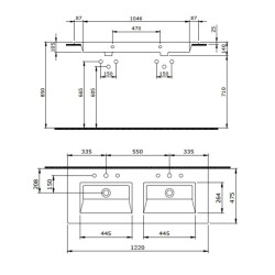 Bocchi Milano Çift Gözlü Lavabo 120 cm Mat Somon 1111-032-0126 - 3