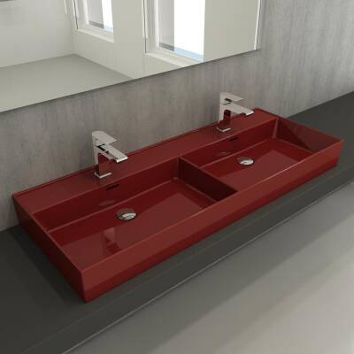 Bocchi Milano Çift Gözlü Lavabo 120 cm Parlak Kırmızı 1393-019-0132 - 2