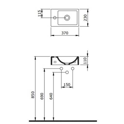 Bocchi Milano Dar Sağ Lavabo 37 Cm Mat Mint Yeşil 1419-033-0126 - 3