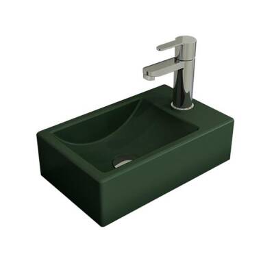 Bocchi Milano Dar Sağ Lavabo 37 Cm Mat Yeşil 1419-027-0126 - 1