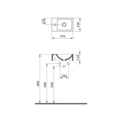 Bocchi Milano Dar Sağ Lavabo Parlak Beyaz 1419-001-0126 - 3