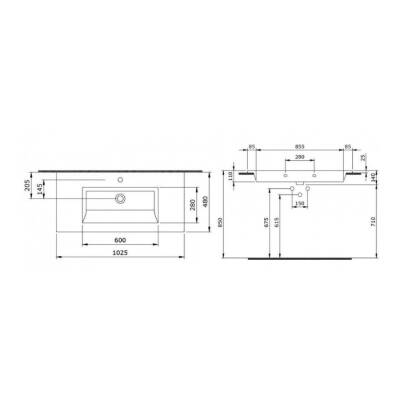 Bocchi Milano Etajerli Lavabo, 100 cm, Parlak Siyah 1105-005-0126 - 2