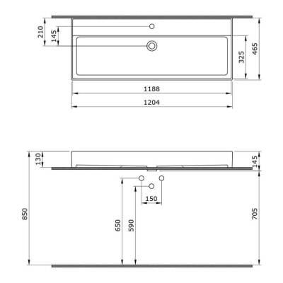 Bocchi Milano Etajerli Lavabo 120 cm Mat Beyaz 1394-002-0126 - 3