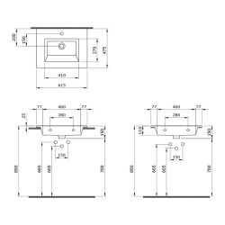 Bocchi Milano Etajerli Lavabo 60 cm Mat Beyaz 1161-002-0126 - 3