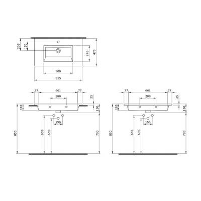 Bocchi Milano Etajerli Lavabo 80 cm Parlak Beyaz 1113-001-0126 - 1