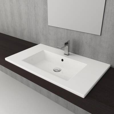 Bocchi Milano Etajerli Lavabo 80 cm Parlak Beyaz 1113-001-0126 - 3