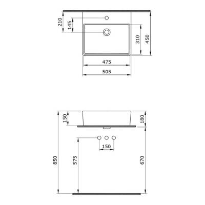 Bocchi Milano Lavabo 50 cm Mat Kaşmir 1216-011-0126 - 3