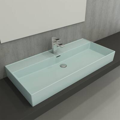 Bocchi Milano Tezgah Üstü Lavabo 100 cm Mat Buz Mavi 1378-029-0126 - 2