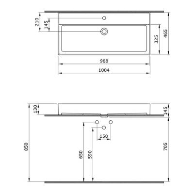 Bocchi Milano Tezgah Üstü Lavabo 100 cm Mat Buz Mavi 1378-029-0126 - 3