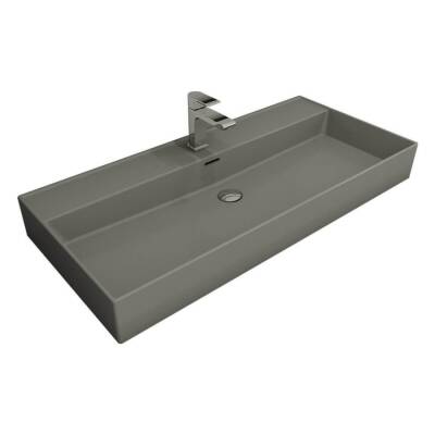 Bocchi Milano Tezgah Üstü Lavabo 100 cm Mat Gri 1378-006-0126 - 1