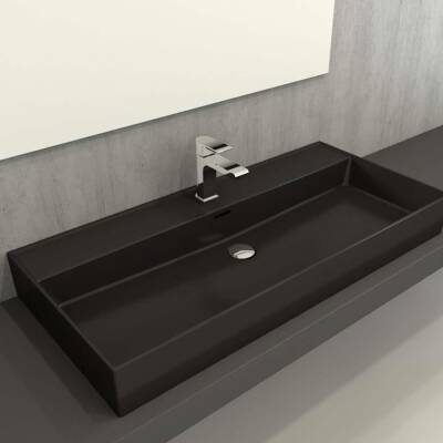 Bocchi Milano Tezgah Üstü Lavabo 100 cm Mat Siyah 1378-004-0126 - 2