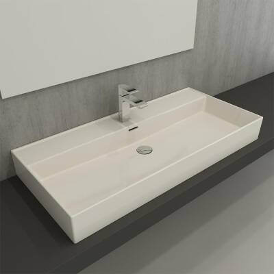 Bocchi Milano Tezgah Üstü Lavabo 100 cm Parlak Bisküvi 1378-014-0126 - 2