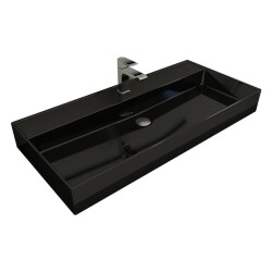 Bocchi Milano Tezgah Üstü Lavabo 100 cm Parlak Siyah 1378-005-0126 - 1