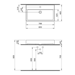 Bocchi Milano Tezgah Üstü Lavabo 80 cm Mat Buz Mavi 1377-029-0126 - 3