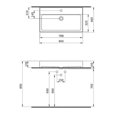 Bocchi Milano Tezgah Üstü Lavabo 80 cm Mat Mint Yeşil 1377-033-0126 - 3