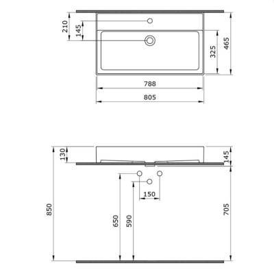 Bocchi Milano Tezgah Üstü Lavabo 80 cm Mat Yasemin 1377-007-0126 - 3