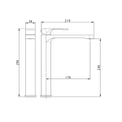 Bocchi Riva Yüksek Lavabo Bataryası Krom 1029 0002 - 2