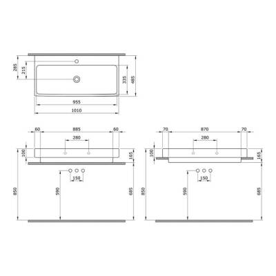 Bocchi Scala Arch Tezgah Üstü Lavabo 100 cm Mat Antrasit 1079-020-0126 - 3