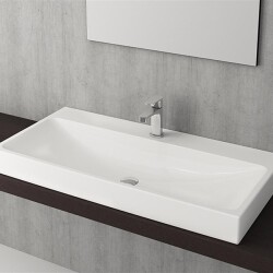 Bocchi Scala Arch Tezgah Üstü Lavabo, 100 cm, Parlak Beyaz 1079-001-0126 - 2