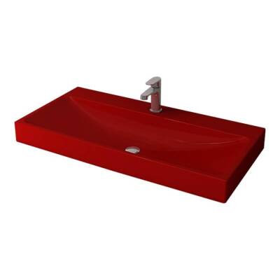 Bocchi Scala Arch Tezgah Üstü Lavabo 100 cm Parlak Kırmızı 1079-019-0126 - 1